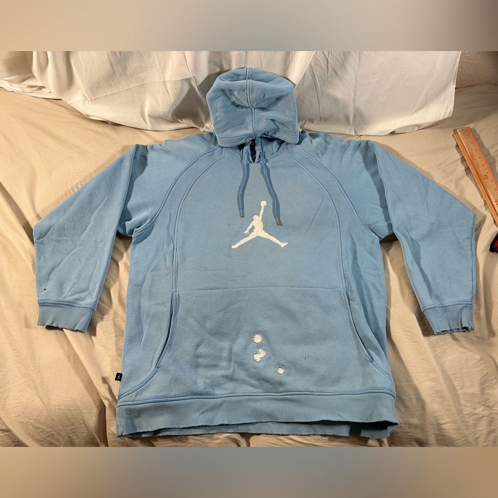 Jordan UNC Vintage Tar Heels Y2K Distressed Pullover Hoodie XL Sashiko Repair